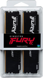 Kingston Technology Fury Beast Black 16GB 4800MTps DDR5 CL38 XMP 3.0 Ready Computer Memory Kit Of 2 KF548C38BBK216