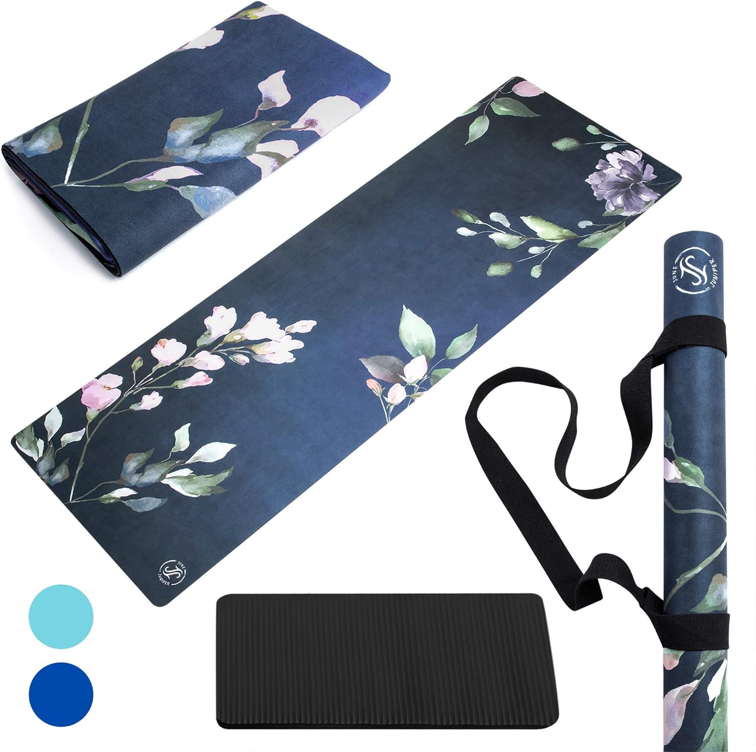 June And Juniper Foldable Lightweight Thin Light NonSlip Travel Yoga Mat Eco Secret Garden Main image