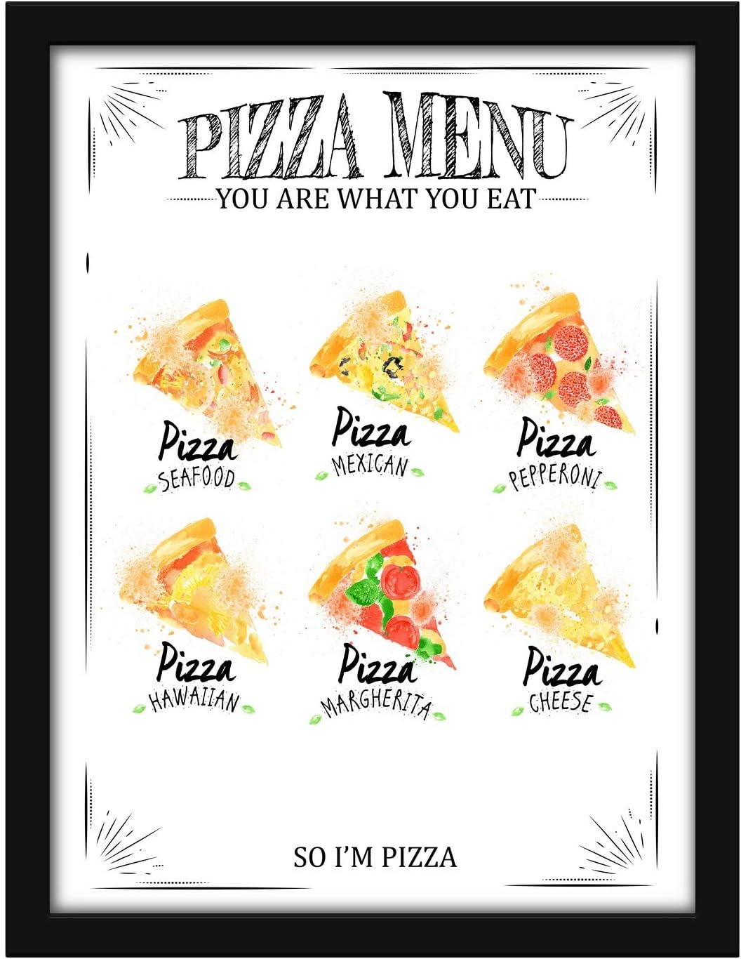 Poster Hub Pizza Menu White Kitchen Art Decor Main image