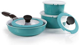 Neoflam 52102 Midas PLUS 9piece Ceramic Nonstick Cookware Set With Detachable Handle Emerald Green