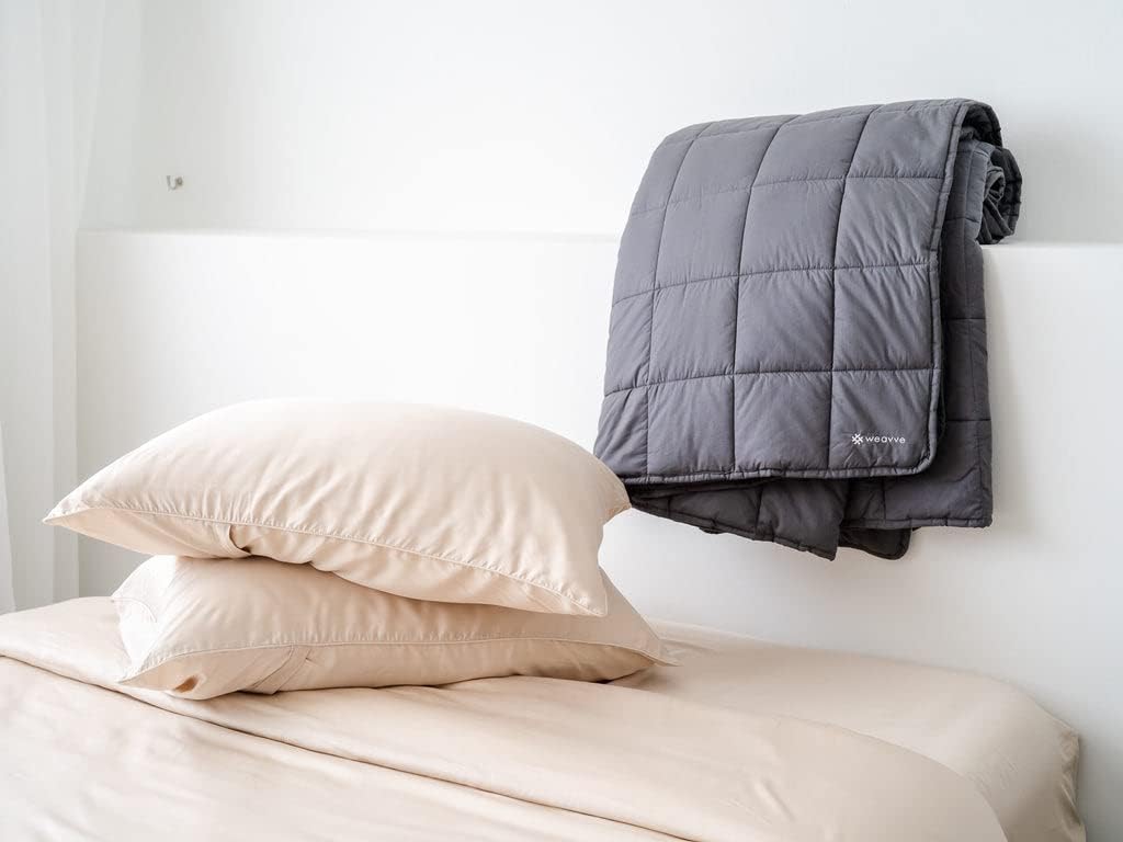 Weavve Home Weighted Blanket And Lyocell Duvet Cover With 1 Pillow Case Pair Single Size 5kg Sand Taupe Main image