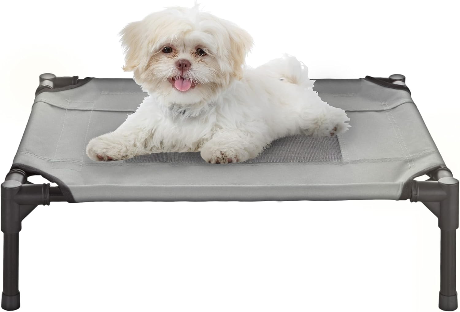 PETMAKER Elevated Dog Bed 24.5x18.5inch Portable Pet Bed With NonSlip Feet IndoorOutdoor Dog Cot Or Puppy Bed For Pets Upto 25lbs Gray Main image