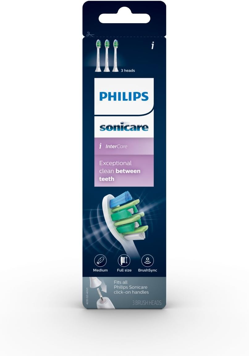 Philips Sonicare Intercare Replacement Toothbrush Heads HX900365 BrushSync Technology White 3 Per Pack Main image