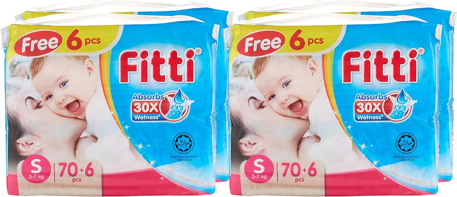 FITTI Jumbo Tape Diapers S 70+6 ct Pack Of 4, 304 count Main image