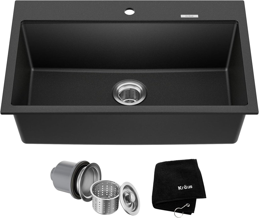 Kraus KGD412B Quarza Granite Kitchen Sink 31.5 Inch Black