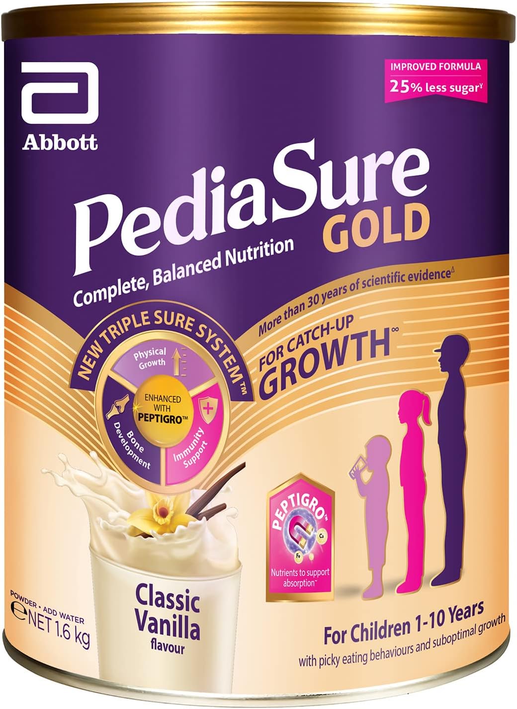 Abbott PediaSure Gold With PeptiGroTM Classic Vanilla 1.6kg Main image