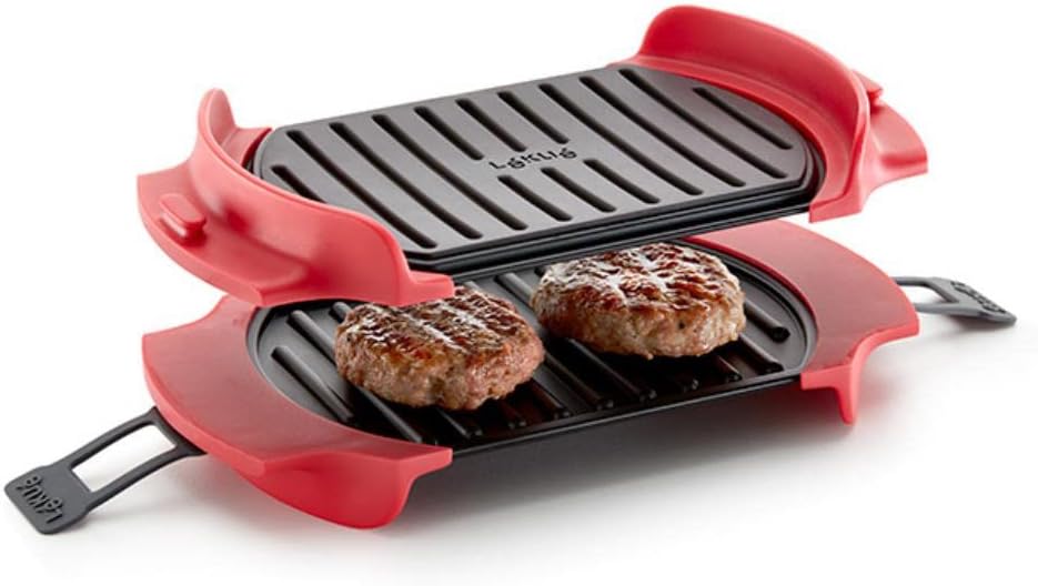 Lekue Microwave Grill Sandwich Maker Panini Press 10in X 5.7in Red Secondary image
