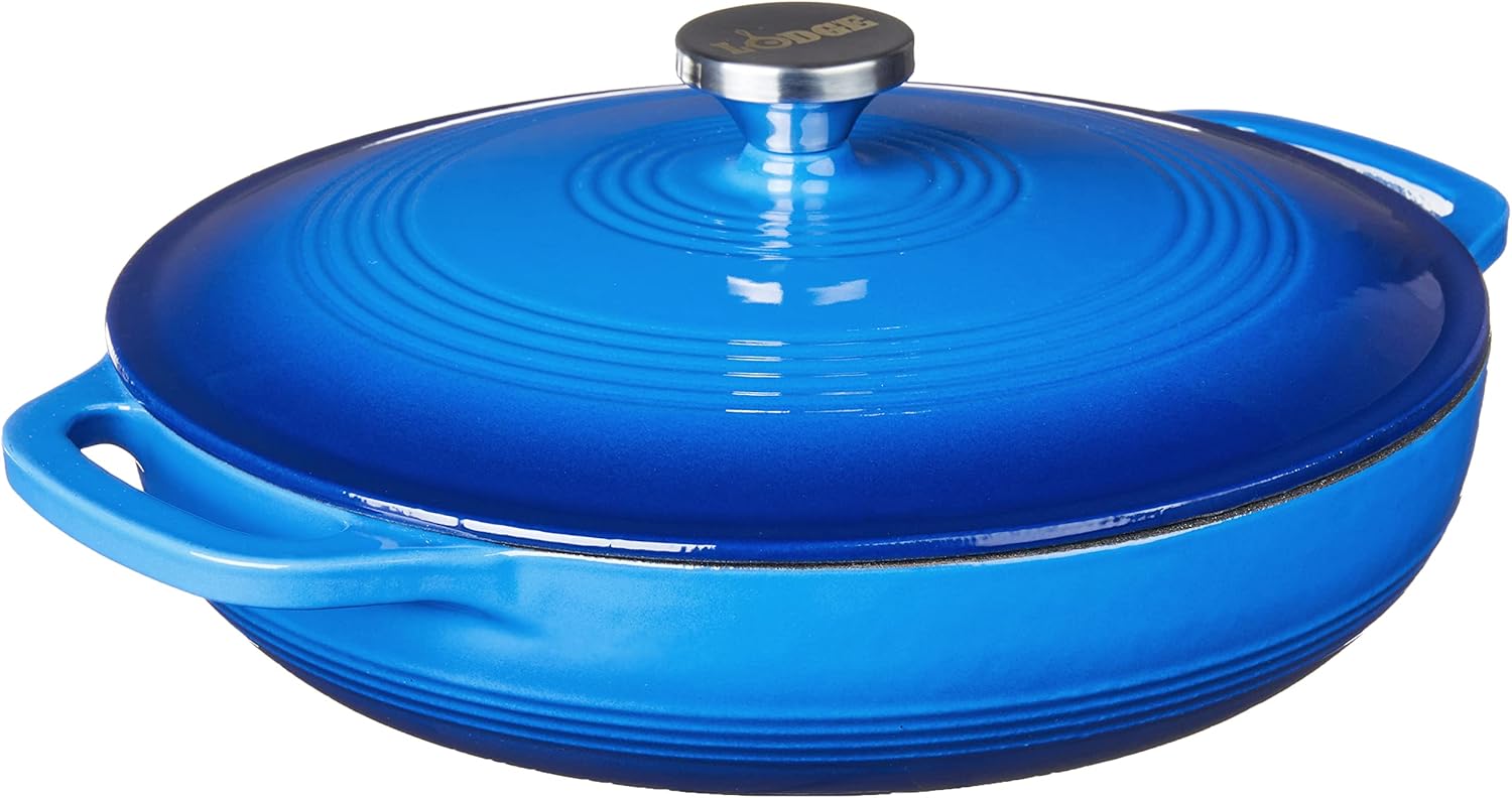 Lodge EC3CC33 Enameled Cast Iron Covered Casserole 3.6 Quart Blue Main image