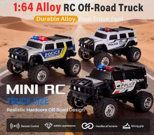 Mini Remote-Controlled Diecast Police Jeep Main image