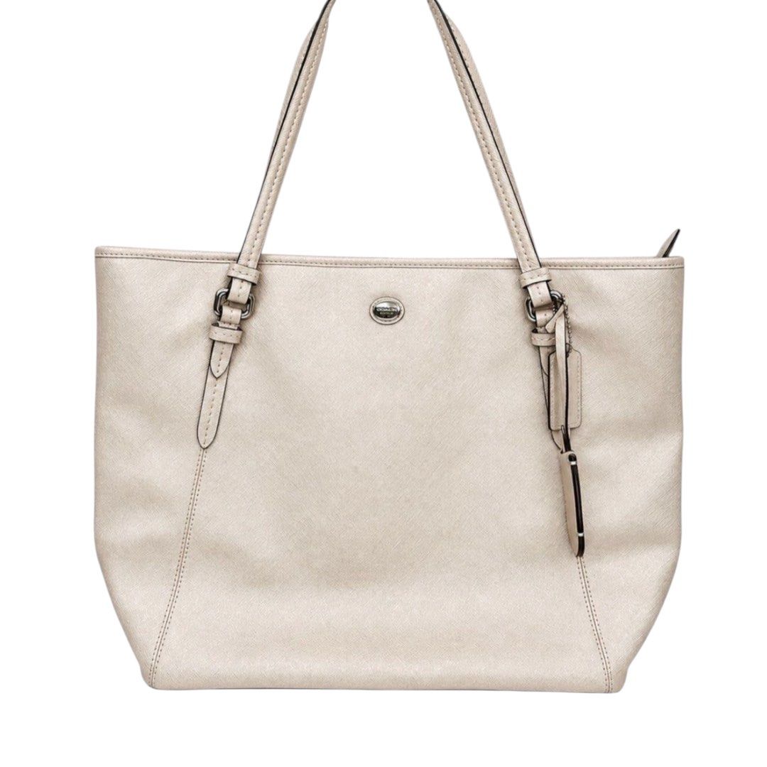 Elegant Coach Tote Bag in a metallic champagne F27349