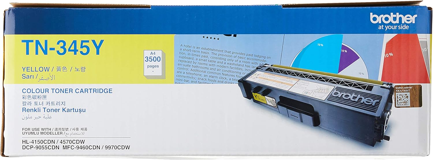 Brother TN345Y Toner Cartridge Compatible With HL MFC Series 3500 Pages Yellow Main image