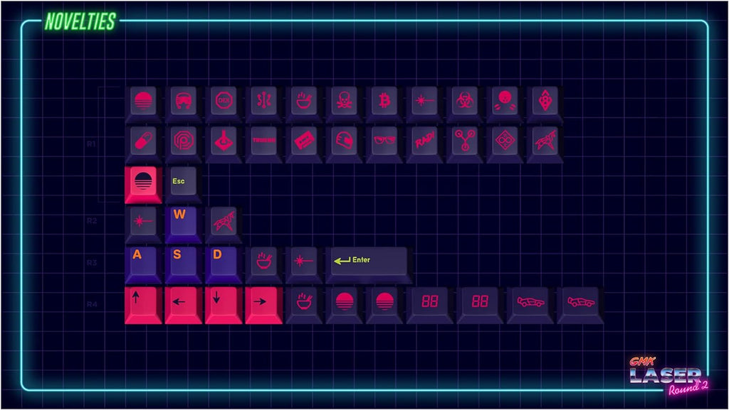 DROP + MiTo GMK Laser Custom Mechanical Keyboard Novelty Keycap Set  44-Keys Doubleshot ABS Cherry Profile