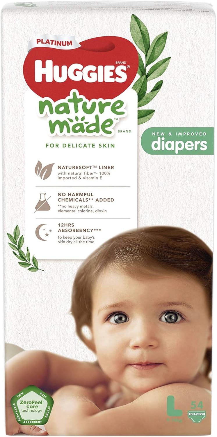 Huggies Platinum Naturemade Tape Diapers L 54 Count Main image