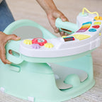 Infantino Music & Lights 3-in-1 Discovery Seat and Booster - Convertible Booster, Infant Activity Seat and Feeding Seat with Electronic Piano for Sensory Exploration, for Babies and Toddlers, Mint