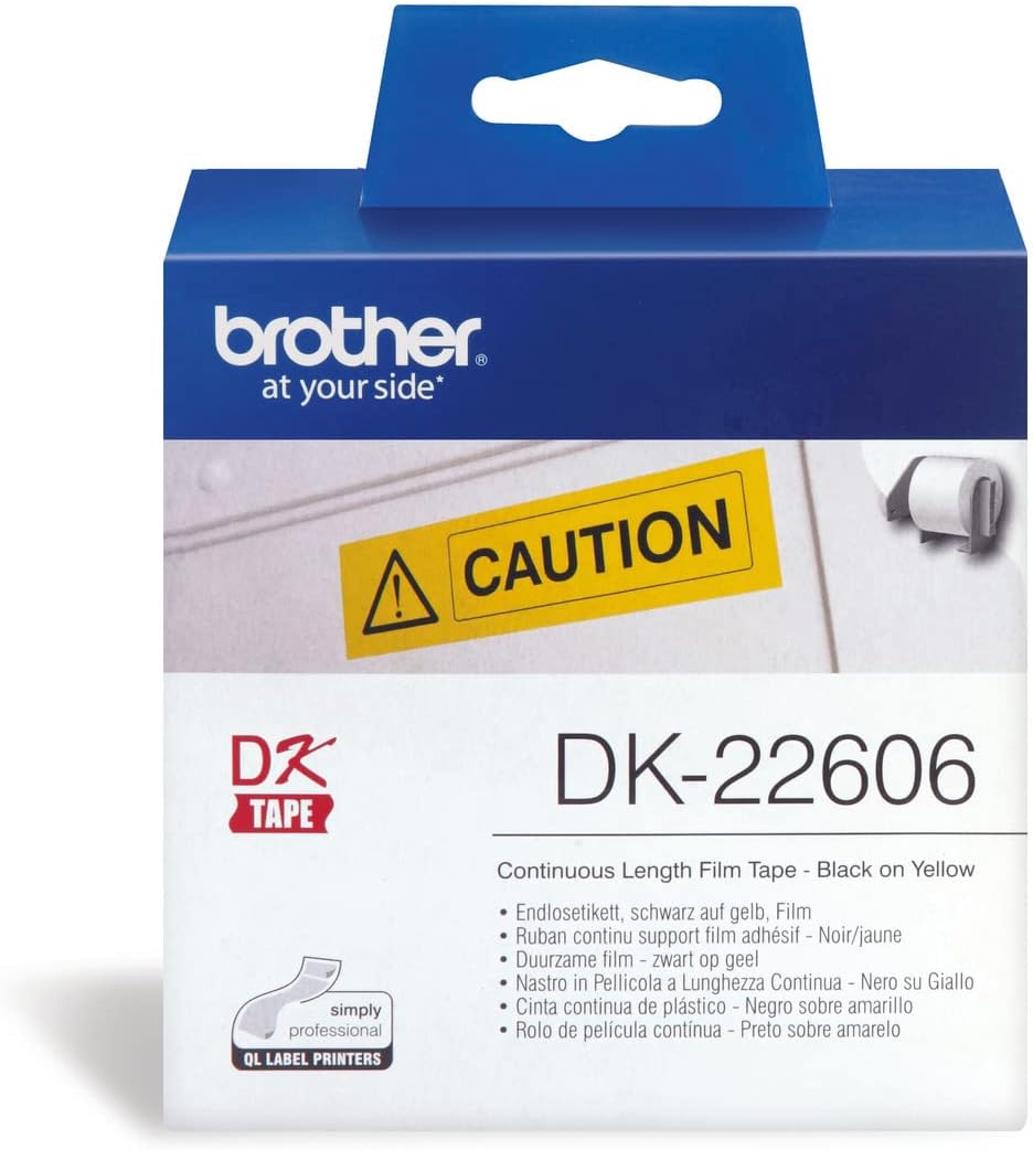 Brother DK22606 Continuous Length Film Tape 62mm X 15.24mm Black On Yellow Main image