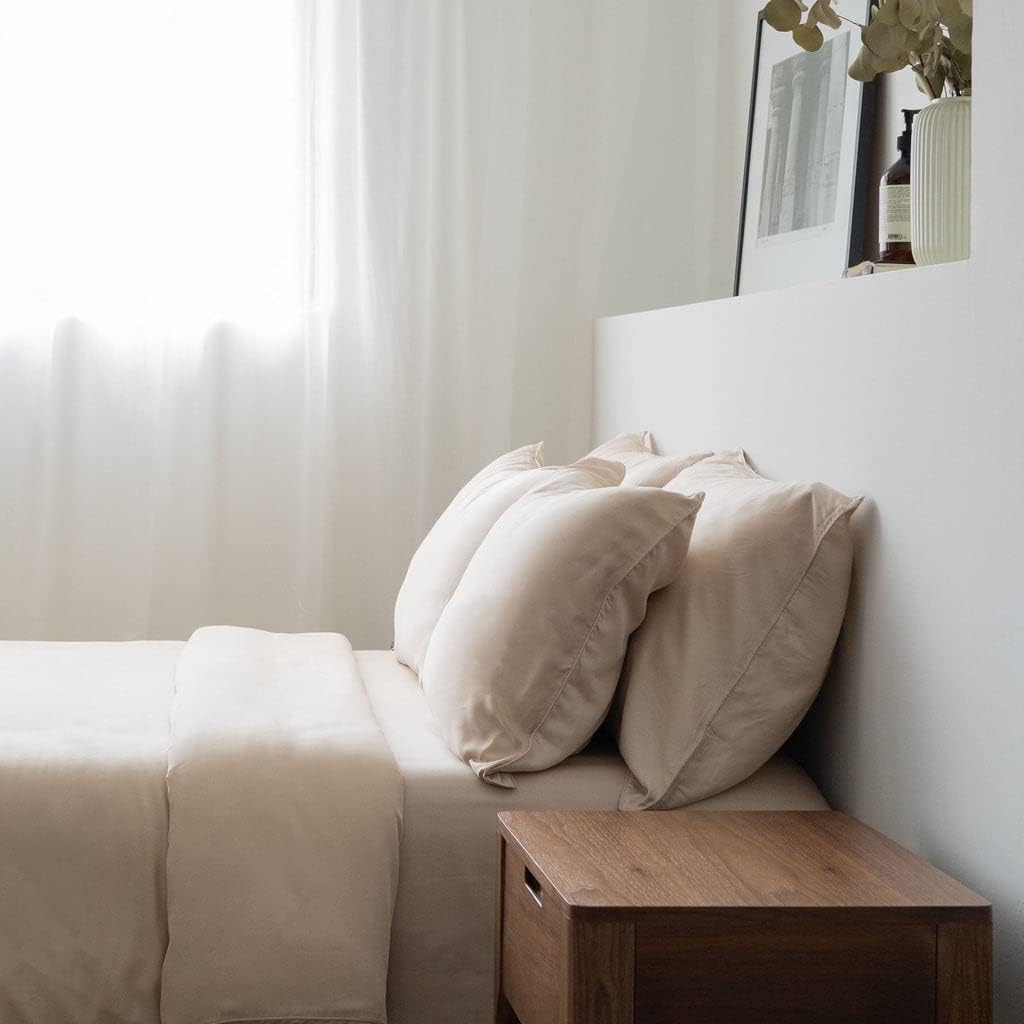 Weavve Home Lyocell Fitted Sheet Set Queen Size Sand Taupe Main image