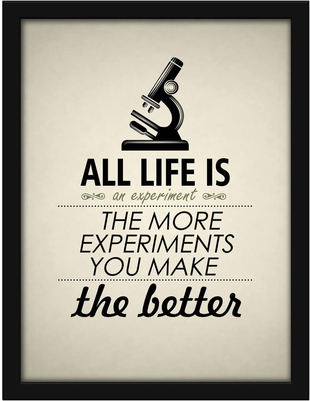 Poster Hub Life Is Like An Experiment Motivational Art Décor Black APLS1833040BK