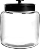 Anchor Hocking 88904 Montana Glass Jar With Fresh Sealed Lid Black Metal 1.5 Gallon