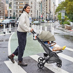 Ergobaby Metro+ Deluxe Compact Baby Stroller, Lightweight Umbrella Stroller Folds Down for Overhead Airplane Storage (Carries up to 50 lbs), Car Seat Compatible, Empire State Green