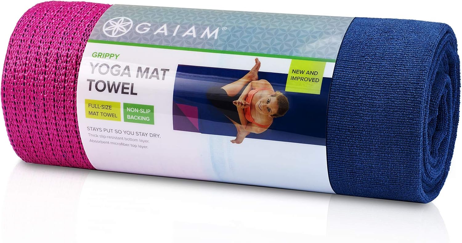 Gaiam Grippy Non Slip Yoga Mat Towel Grip Backing Main image