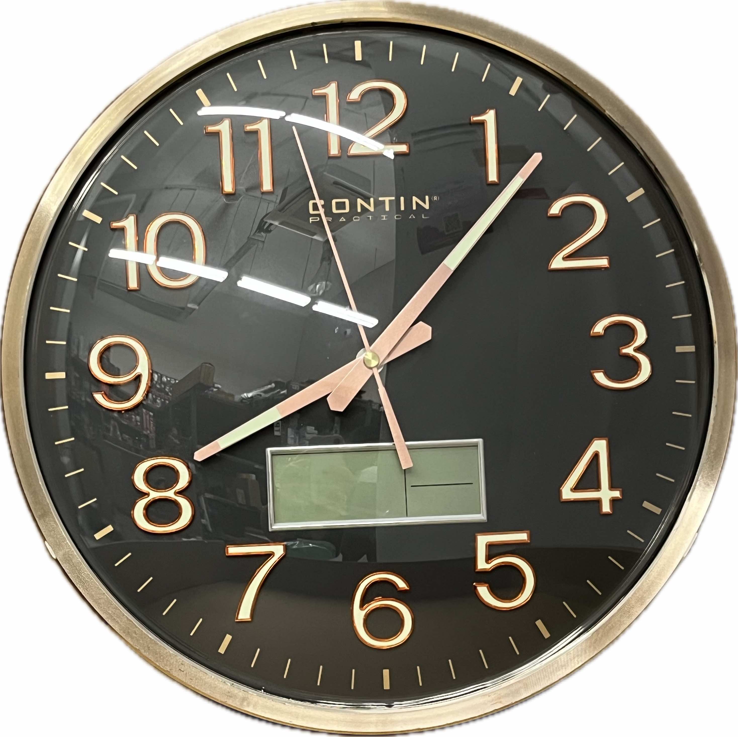 Wall Clock Round With Digital Display