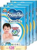 MamyPoko Extra Dry Tape Baby Diapers L 9to14kg 32 Pcs X 4 Packs