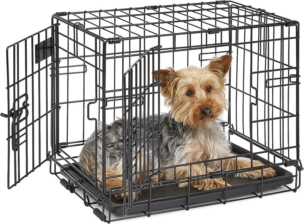 MidWest Homes For Pets iCrate Double Door Folding Dog Crate With LeakProof Pan
