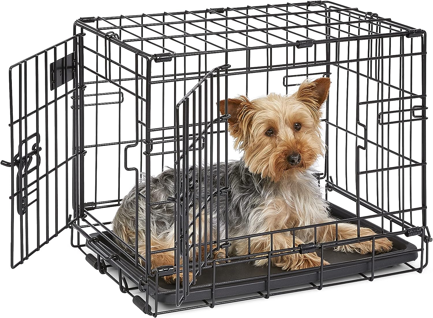 MidWest Homes For Pets iCrate Double Door Folding Dog Crate With LeakProof Pan