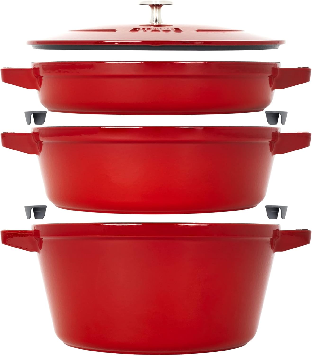 STAUB Cast Iron Set 4pc Stackable SpaceSaving Cookware Set Cherry Main image