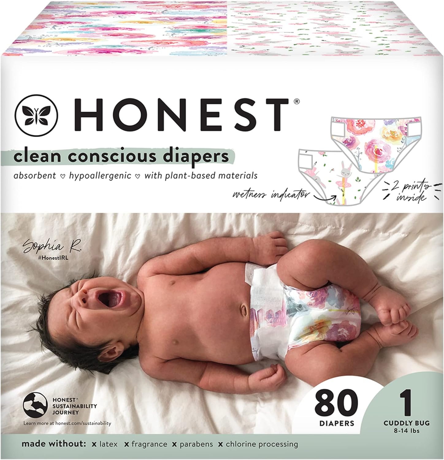 The Honest Company Diapers Rose Blossom Plus Tutu Cute Club Box Size1 80 Count Main image