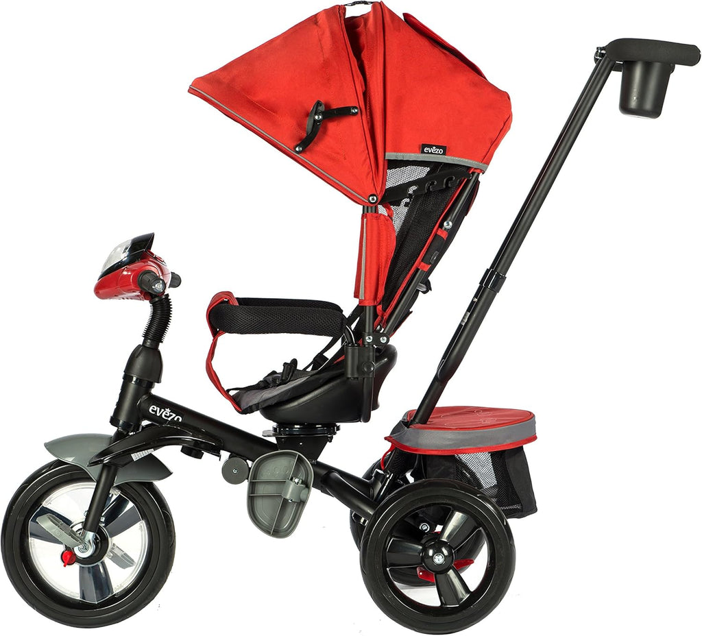 Evezo 302A 4in1 Parent Push Tricycle For Kids Crimson Red