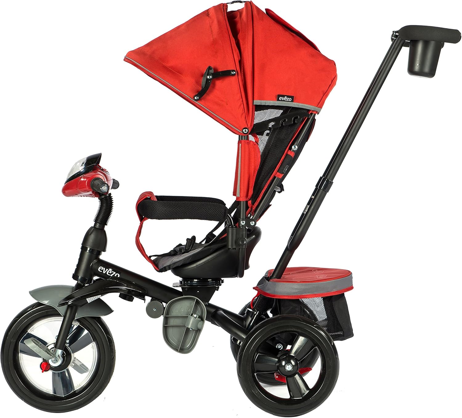 Evezo 302A 4in1 Parent Push Tricycle For Kids Crimson Red
