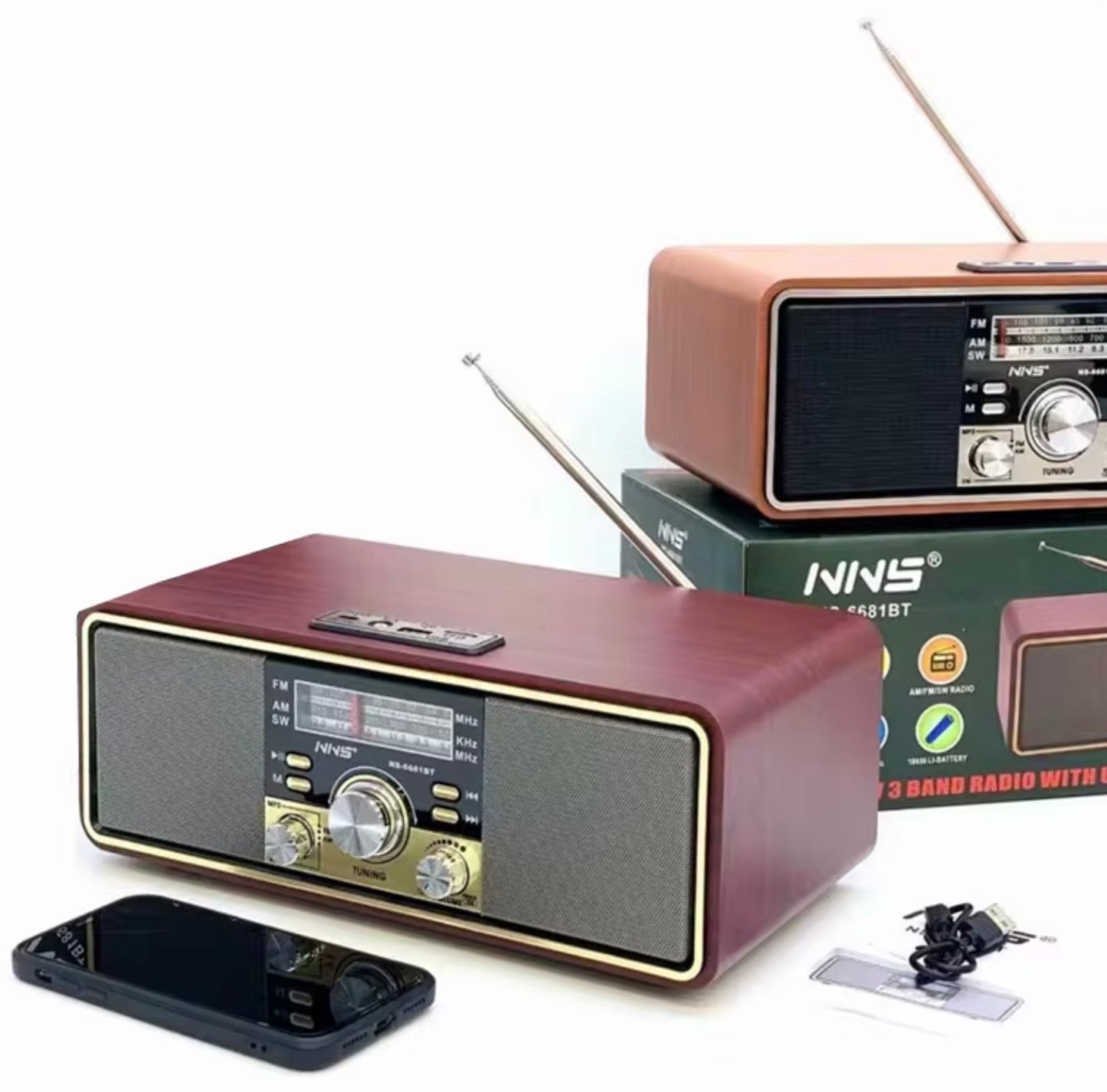 NS6681BT Retro Portable FM Radio Speaker Main image