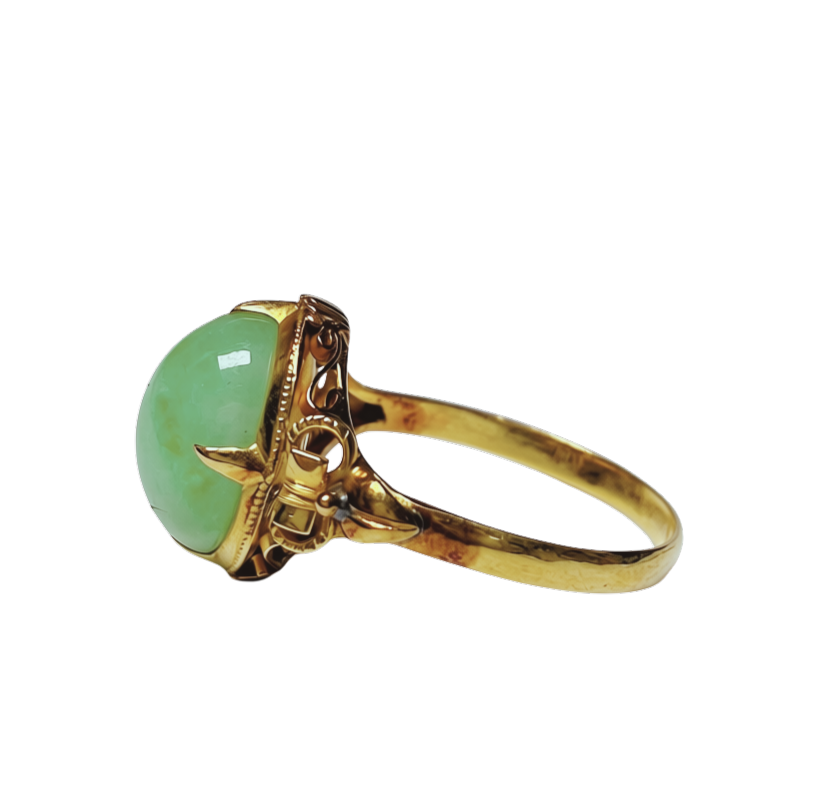 Chinese Green Jade Cabochon Ring 4.8GM