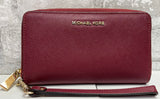 Michael Kors Jet Set Travel Leather Zip Around Continental Wallet Maroon