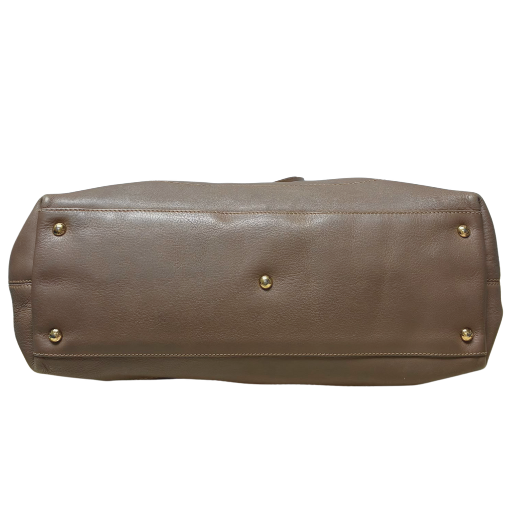 Salvatore Ferragamo Top Handle Bag Taupe Leather Large