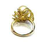 18KYG Golden South Sea Pearl & Diamond Ring