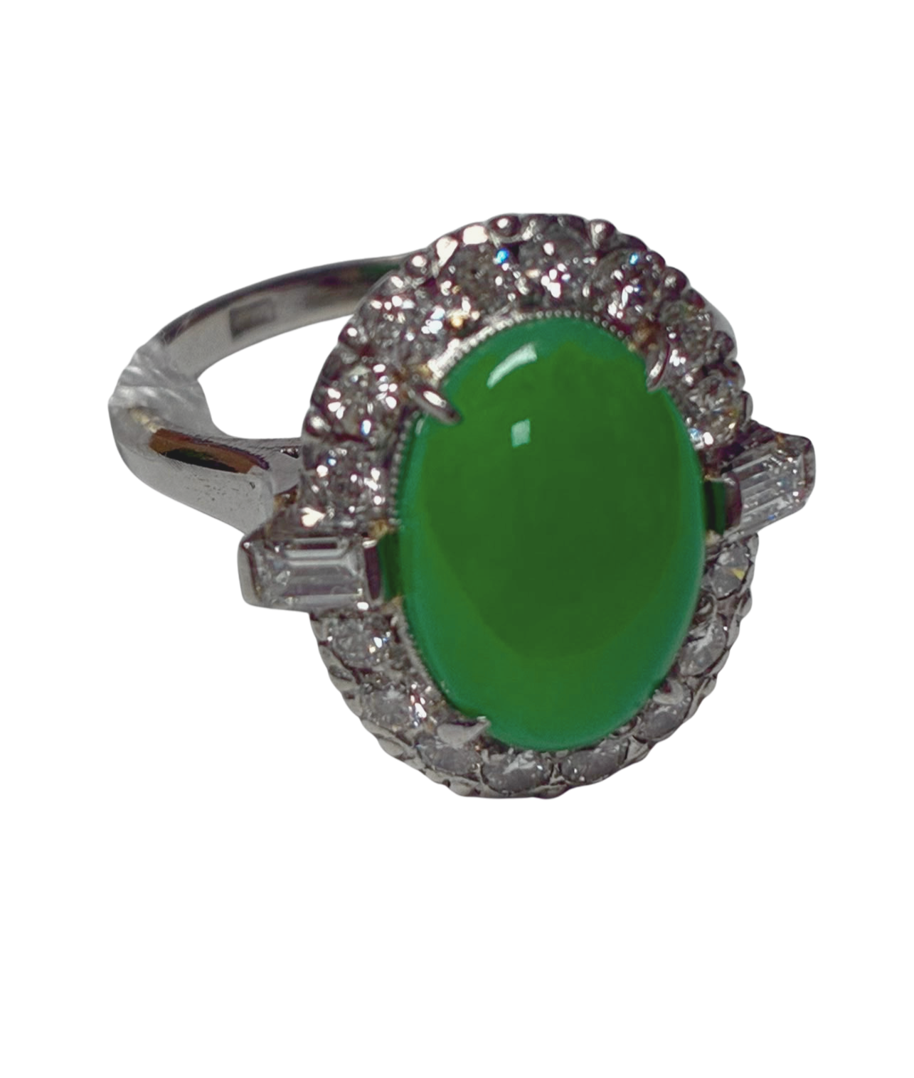 PT850 Jade With Diamond Ring 4.9G Size 8 Secondary image