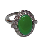 PT850 Jade With Diamond Ring 4.9G Size 8