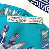 Hermes Laurence Blue Mini Feather Silk Scarf