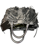 Prada Nappa Leather Fringe Tote Bag Metallic Silver