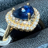 750YG Blue Sapphire Diamond 5.0GM Blue Sapphire And Diamond Ring Lady
