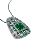 Necklace PT900/850 0.62 Emerald 11.6G