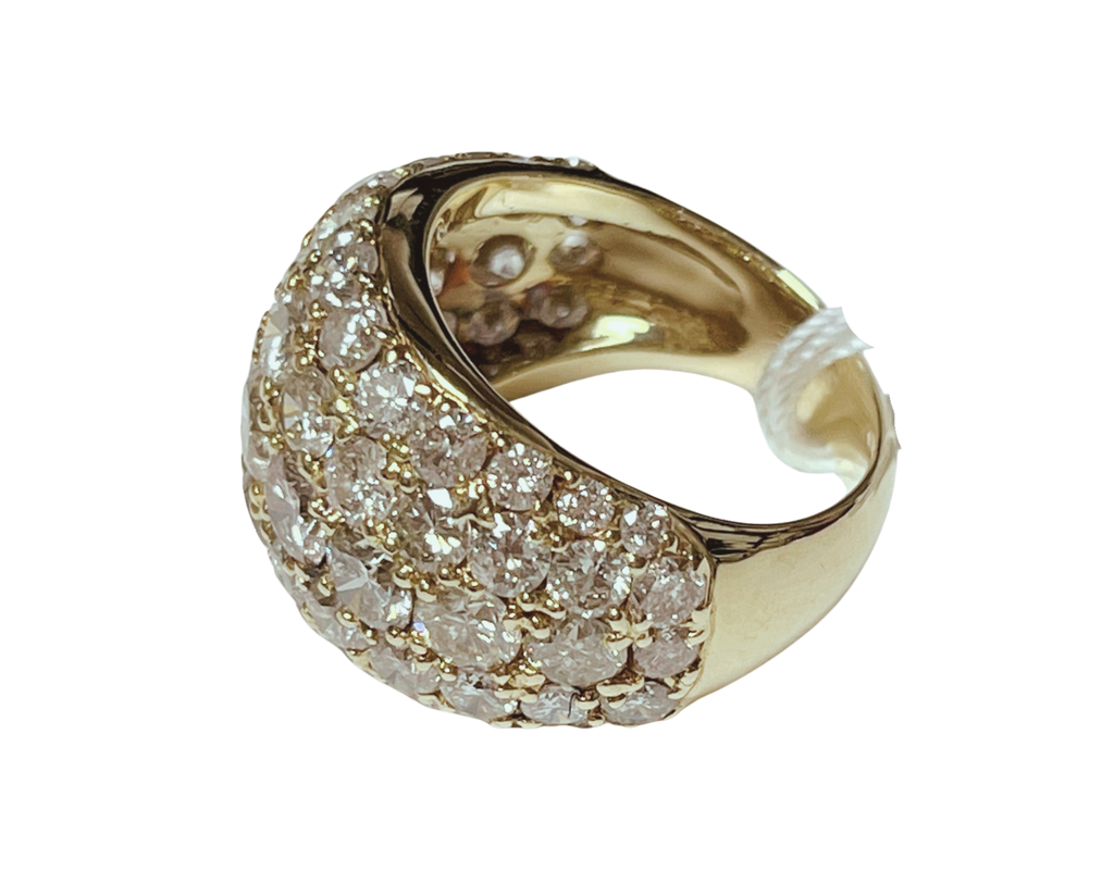 18K Yellow Gold Natural Round Diamond Ring 10.8G Size 13.5