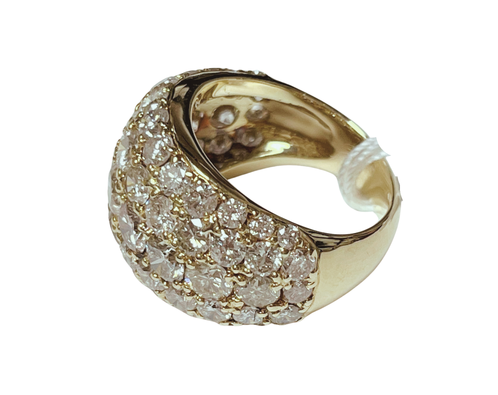 18K Yellow Gold Natural Round Diamond Ring 10.8G Size 13.5