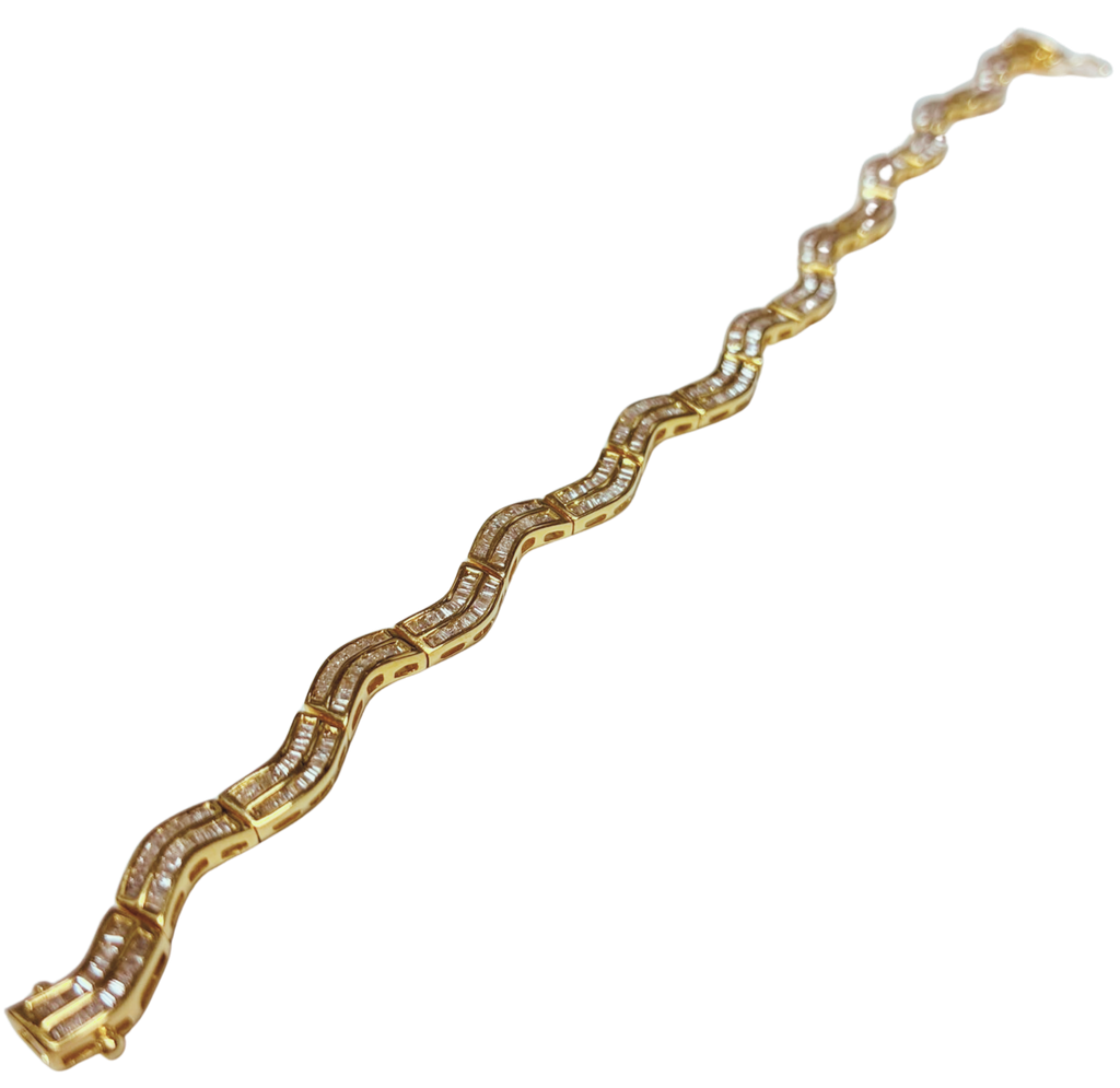 750YG Baguette Cut Diamond Bracelet 11.1GM