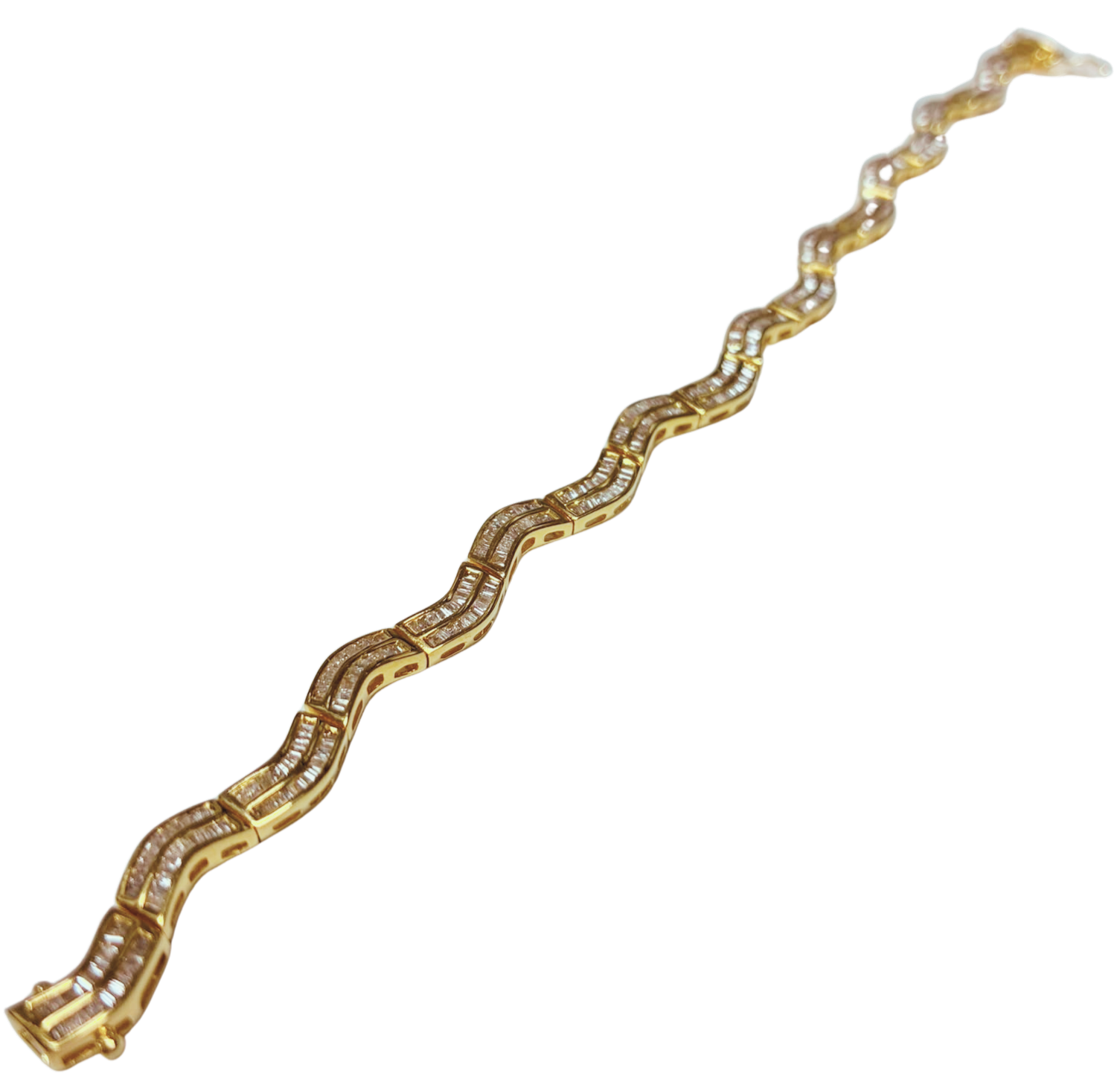750YG Baguette Cut Diamond Bracelet 11.1GM