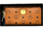 MCM Visetos Large Zip Around Wallet Cognac Colorway