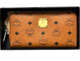 MCM Visetos Large Zip Around Wallet Cognac Colorway