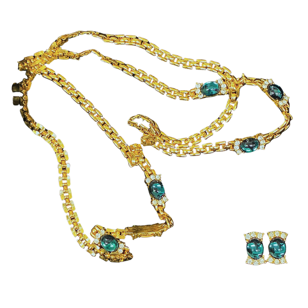 Lovely Jewellery Fashion Blue Crystal Necklace And Earring Set